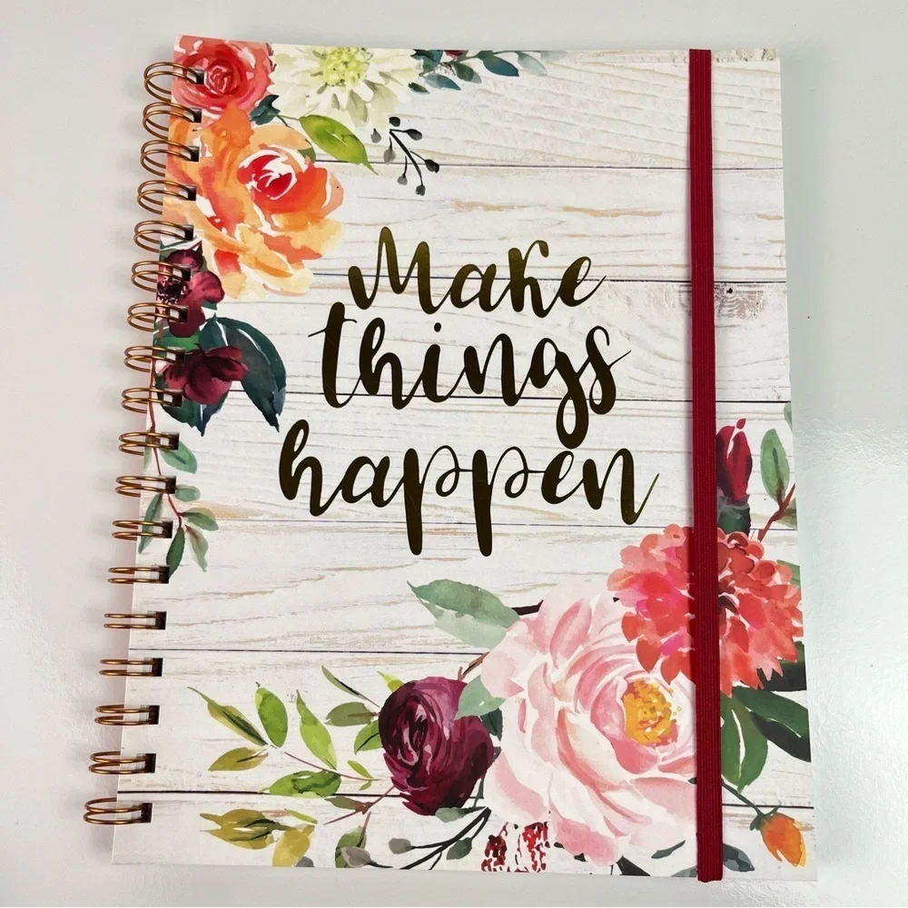 Make Things Happen Quote Floral Rose Print Notebook Journal